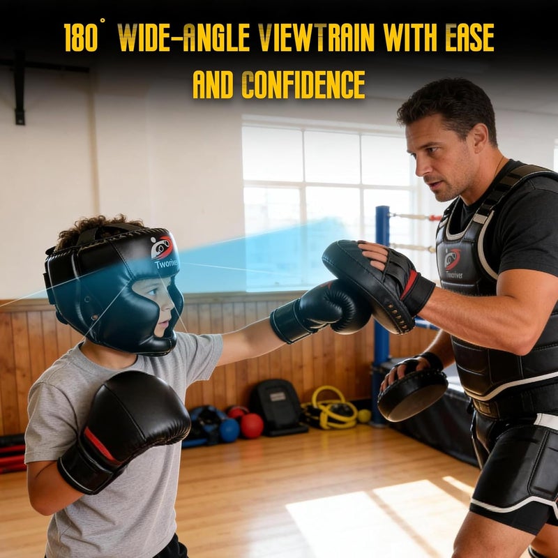 SANJOIN Boxing Headgear 1 Pack, Adjustable Boxing Head Gear Helmet for Adult Men & Kids, Closed-Type Safe, for MMA Sparring, Muay Thai, Kickboxing Training Gear, Strong Grip - Image 4